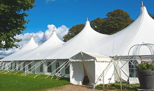 high-quality portable restrooms stationed at a wedding, meeting the needs of guests throughout the outdoor reception in Mukilteo, WA